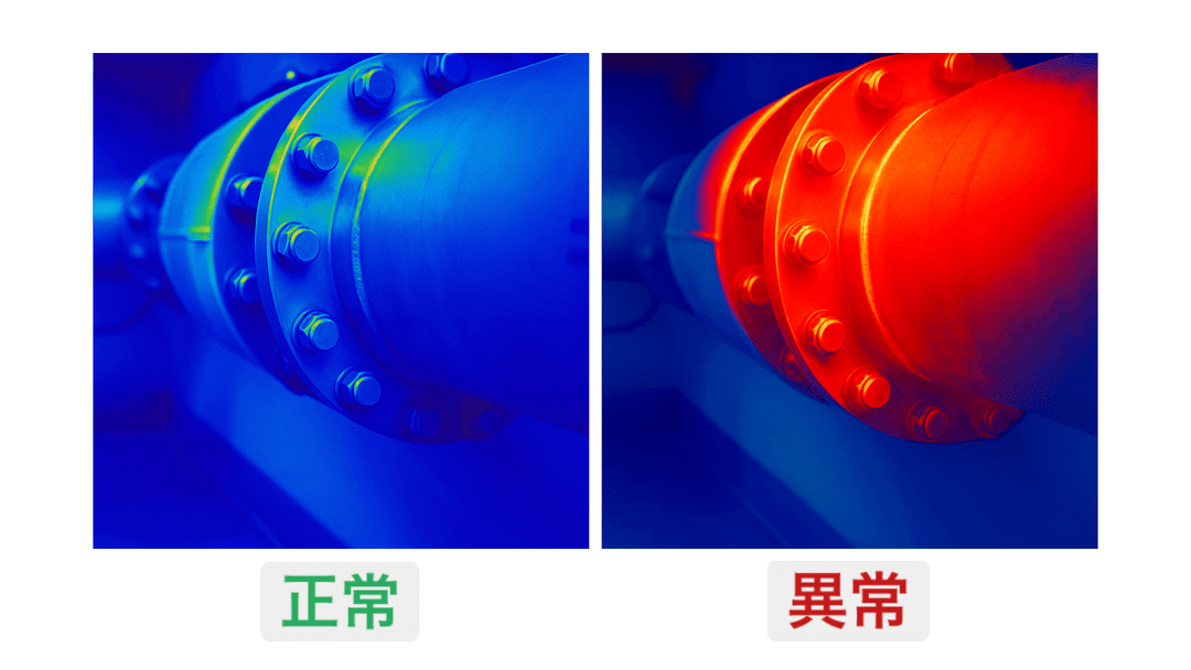 溶融・油漏れ・火災を未然に防ぐため、掘削機のフランジ部の高温異常を検知