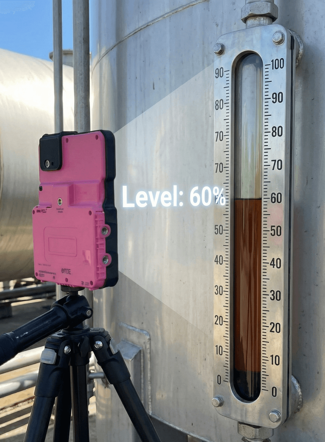 遠方の重油タンクをリモート監視し、巡回点検コスト削減に貢献